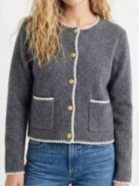 Song of Style Crewneck Cardigan Sweater - Gray NWT